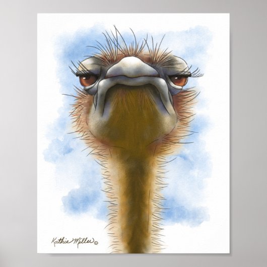 Verbolgen Struisvogel Cartoon Poster (Voorkant)