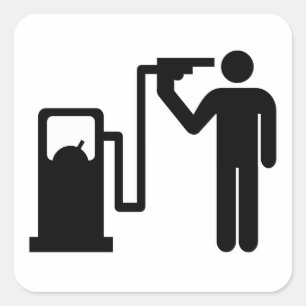 Verbonden aan benzine vierkante sticker