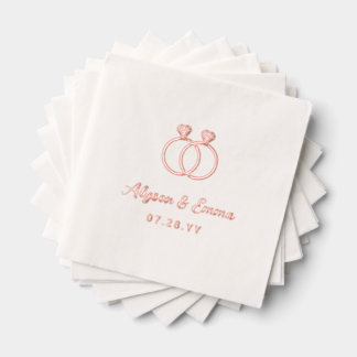 Verbonden Diamanten Trouwringen LGBT Wedding Folie Servetten
