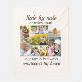 Verbonden door Heart White, 8 Familie Foto Collage Fleece Deken