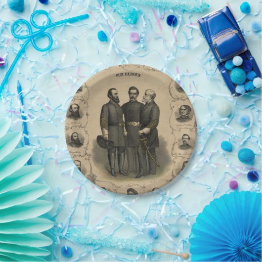 Verbonden generaals Burgeroorlog 🎖️⚔️ Helden Papieren Bordje (Feest)