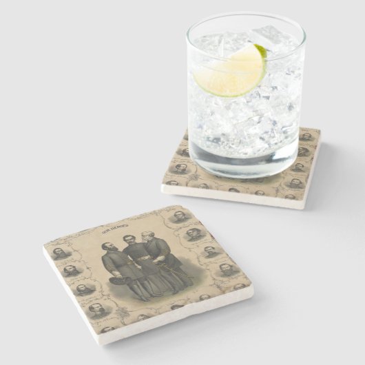 Verbonden generaals Burgeroorlog 🎖️⚔️ Helden Stenen Onderzetter (Zijkant)