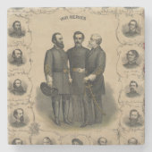 Verbonden generaals Burgeroorlog 🎖️⚔️ Helden Stenen Onderzetter (Voorkant)