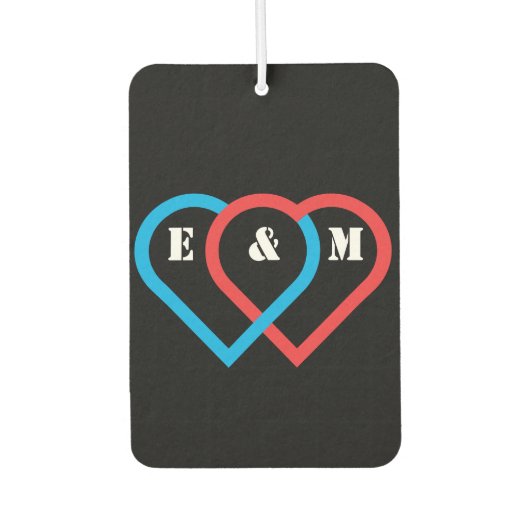 Verbonden harten. Letters kunnen worden aangepast Luchtverfrisser (Voorkant)