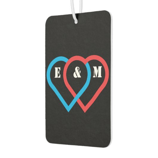 Verbonden harten. Letters kunnen worden aangepast Luchtverfrisser (Links)