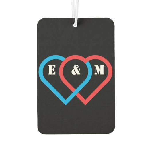 Verbonden harten. Letters kunnen worden aangepast Luchtverfrisser (Achterkant)