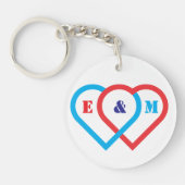 Verbonden harten. Letters kunnen worden aangepast Sleutelhanger (Voorkant)