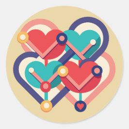 Verbonden harten ronde sticker