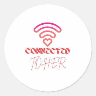 Verbonden met haar WiFi Heart Design Round Sticker