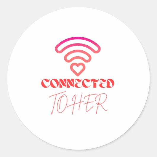 Verbonden met haar WiFi Heart Design Round Sticker (Voorkant)