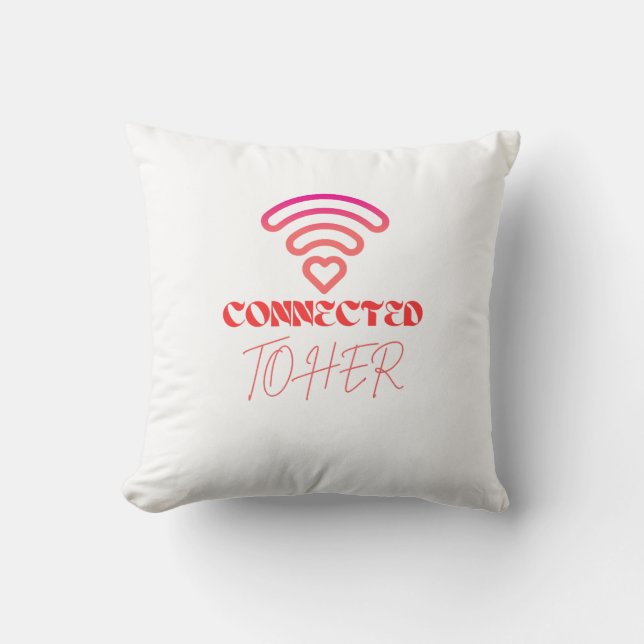 Verbonden met haar WiFi Heart Design Valentijns Kussen (Voorkant)