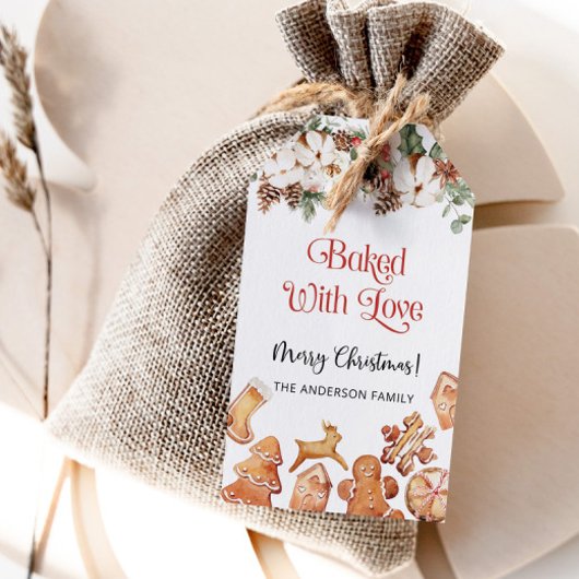 Verbonden met label van liefdescadeautjes. kerstko cadeaulabel