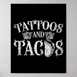 Verbonden Mexicaanse Tattoos en tacos-Tattoo Poster