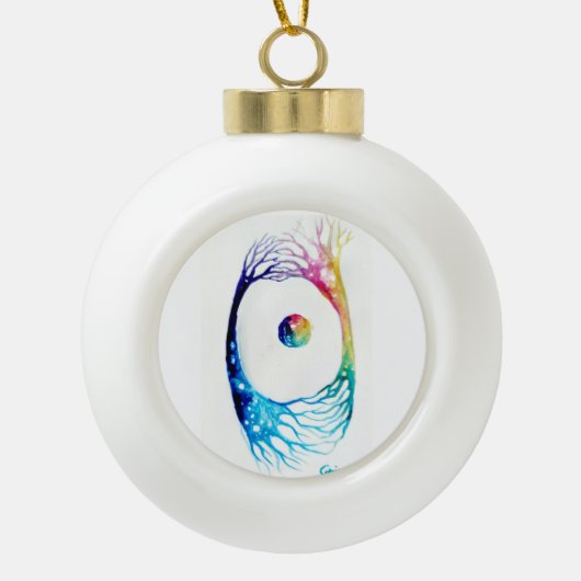Verbonden neuronen keramische bal ornament (Voorkant)