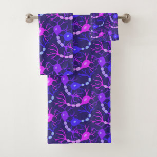 Verbonden neuronen Neon Paars Bad Handdoek