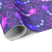 Verbonden Neuronen Neon Paars Cadeaupapier (Rol Hoek)