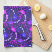 Verbonden neuronen Neon Paars Theedoek (Quarter Fold)