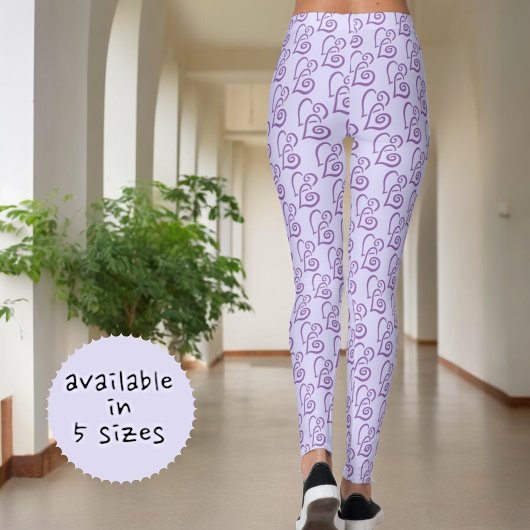 Verbonden Paarse harten patroon op pasteelPaars Leggings