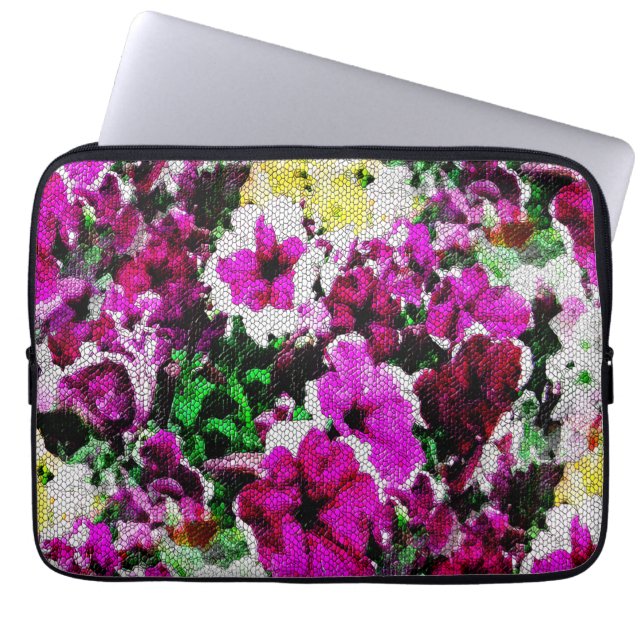 Verbonden pansies... laptop sleeve (Voorkant)