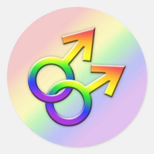 Verbonden Rainbow Mannelijke Symbolen Stickers 01 (Voorkant)