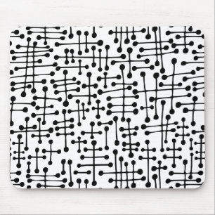 Verbonden spots - Zwart op wit Muismat