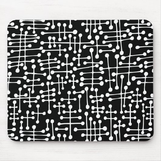 Verbonden stippen - Wit op zwart Muismat (Voorkant)