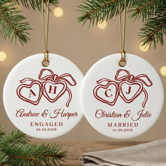 Verbondenheid | Rood op maat gemaakt monogram pasg Keramisch Ornament