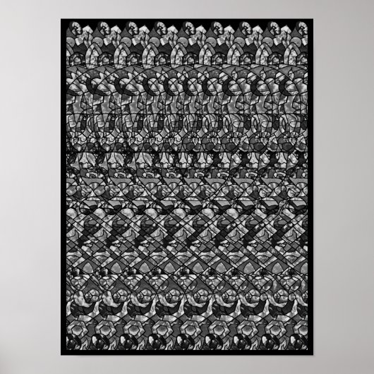 Verborgen 3D Stereogram Poster - Jolly Roger, B&W (Voorkant)