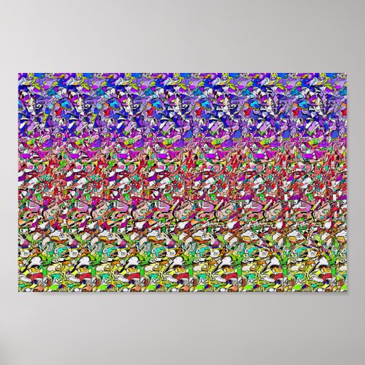 Verborgen 3D Stereogram Poster, vlinder op een ven Poster (Voorkant)