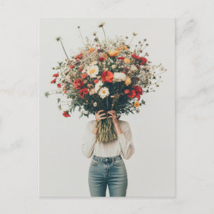 Verborgen achter de bloemen briefkaart
