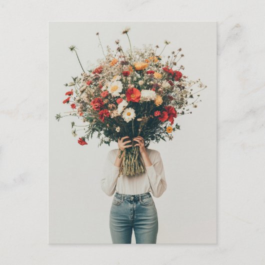 Verborgen achter de bloemen briefkaart (Voorkant)