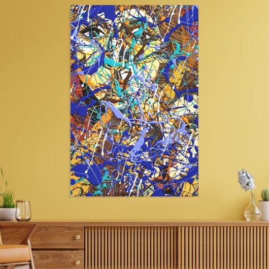Verborgen achter Splatter Abstract Canvas Afdruk (Insitu (Woonkamer))