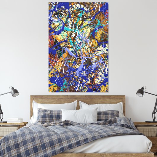 Verborgen achter Splatter Abstract Canvas Afdruk (Insitu (Slaapkamer))
