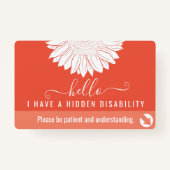 verborgen bewustzijn van handicaps en noodcontact badge (Voorkant)