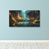 Verborgen bosstad in het maanlicht canvas afdruk (Insitu (Houten vloer))