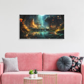 Verborgen bosstad in het maanlicht canvas afdruk (Insitu (Woonkamer))