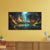 Verborgen bosstad in het maanlicht canvas afdruk (Insitu (Woonkamer))