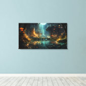 Verborgen bosstad in het maanlicht canvas afdruk (Insitu (Houten vloer))