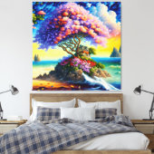 Verborgen eiland in de oceaan canvas afdruk (Insitu (Slaapkamer))