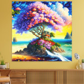 Verborgen eiland in de oceaan canvas afdruk (Insitu (Woonkamer))