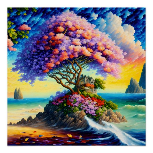 Verborgen eiland in de oceaan perfect poster (Voorkant)