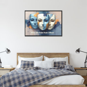 Verborgen Emoties - Huidig Surrealistisch Masker Canvas Afdruk