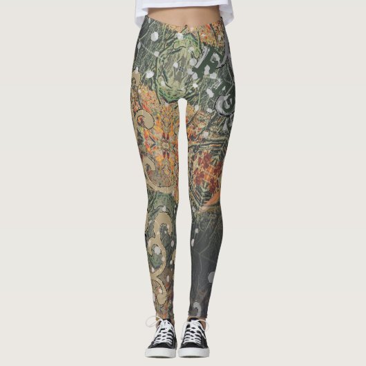 Verborgen fijne camouflage en Jouw tekst Leggings (Voorkant)