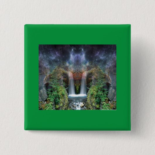 Verborgen gezichten in de waterval van Fantasy Vierkante Button 5,1 Cm (Voorkant)