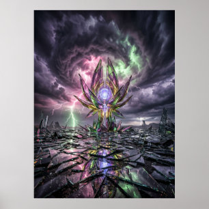 Verborgen Glas Storm Landschap Poster