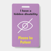 Verborgen handicap Lanyard Onzichtbare ziekte ID Badge (Voorzijde)