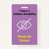 Verborgen handicap Lanyard Onzichtbare ziekte ID Badge (Voorkant)