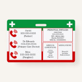 Verborgen handicap Medical Alert Lanyard ICE ID Badge (Achterkant)