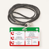 Verborgen handicap Medical Alert Lanyard ICE ID Badge (Achterkant met draagriem)
