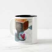 Verborgen Heart Rock en een Rusty Bolt Tweekleurige Koffiemok (Voorkant links)